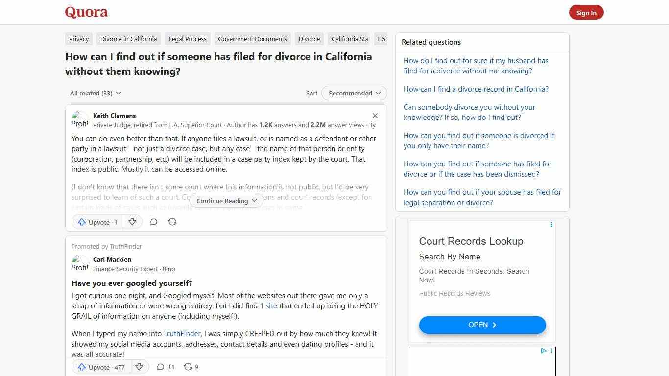 How to find out if someone has filed for divorce in California without them knowing - Quora